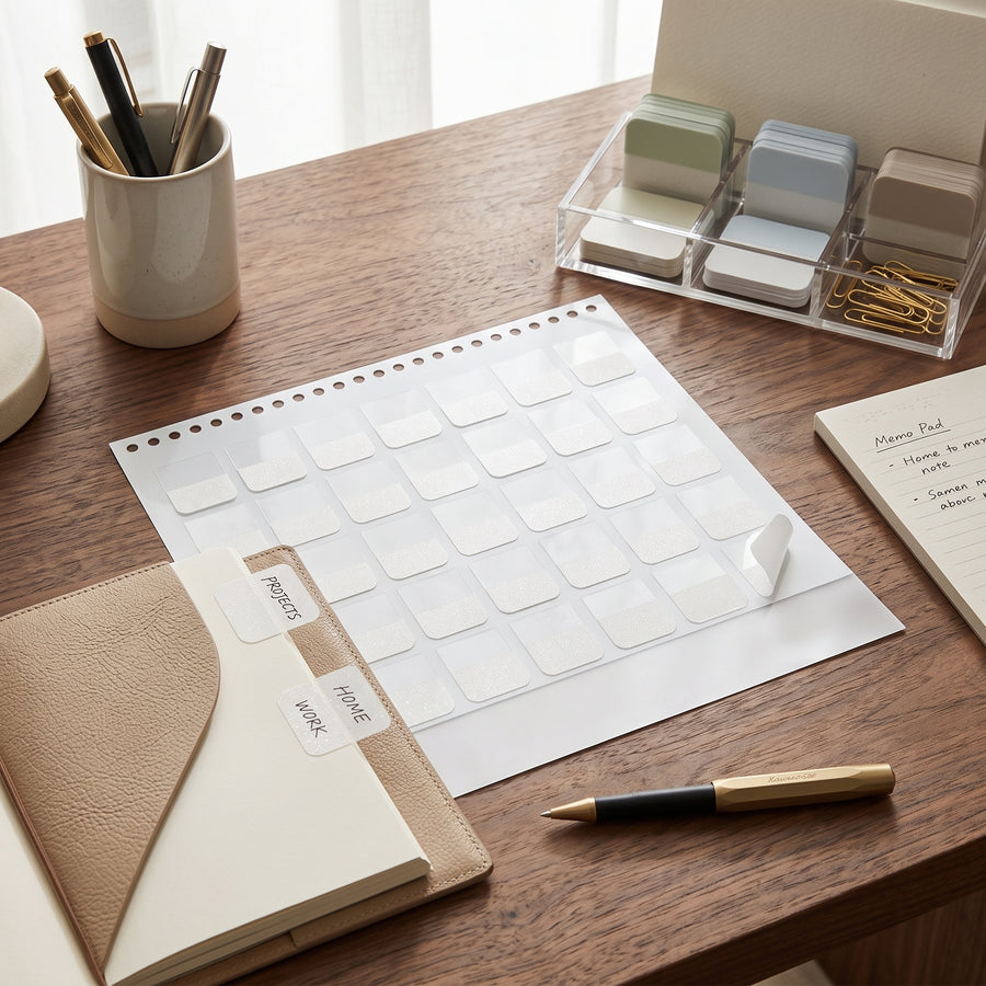 Index tabs desk scene