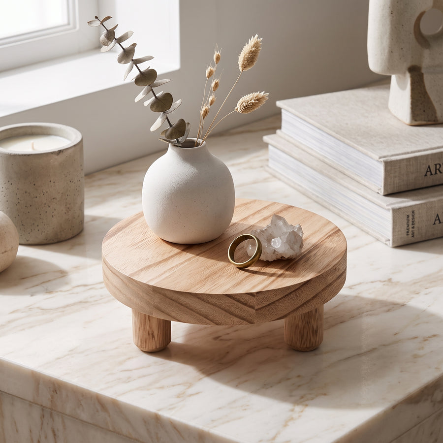 Wood display tray scene