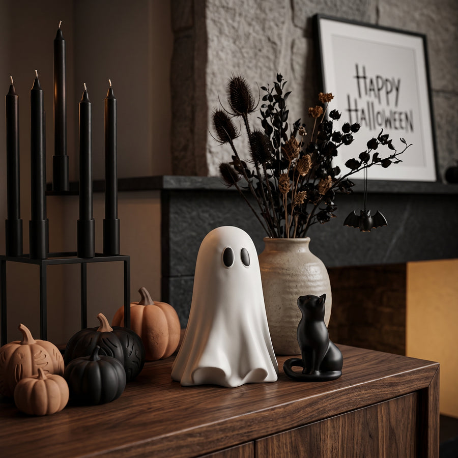 Ghost and cat desk decor