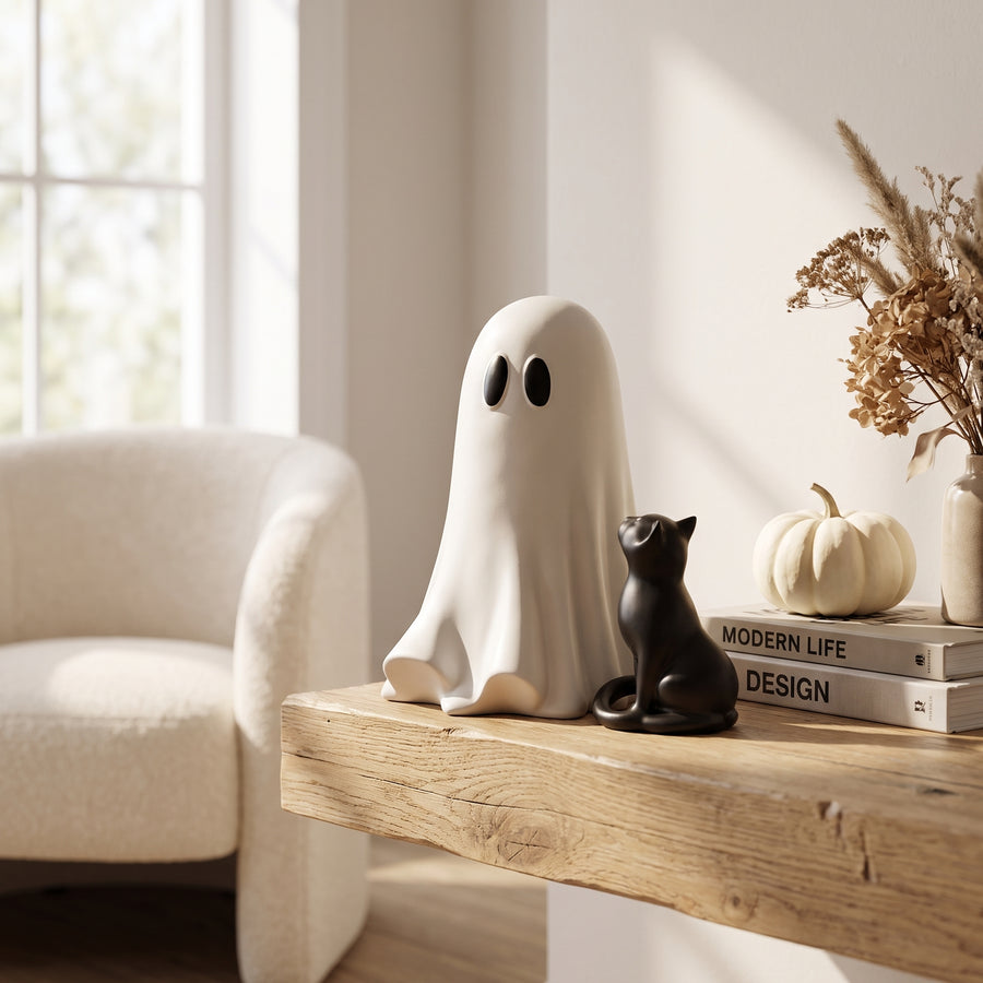 Ghost and cat bright interior