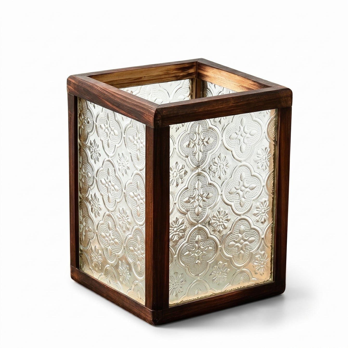 Large Floral Glass Pen Holder