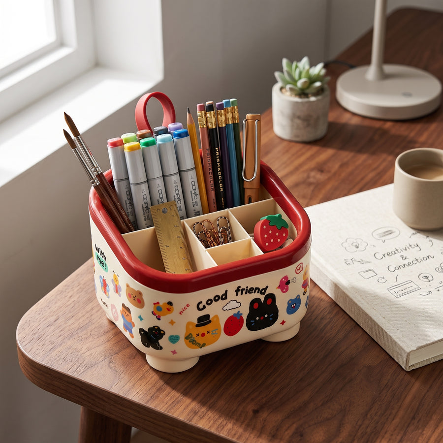 Desk organizer top view