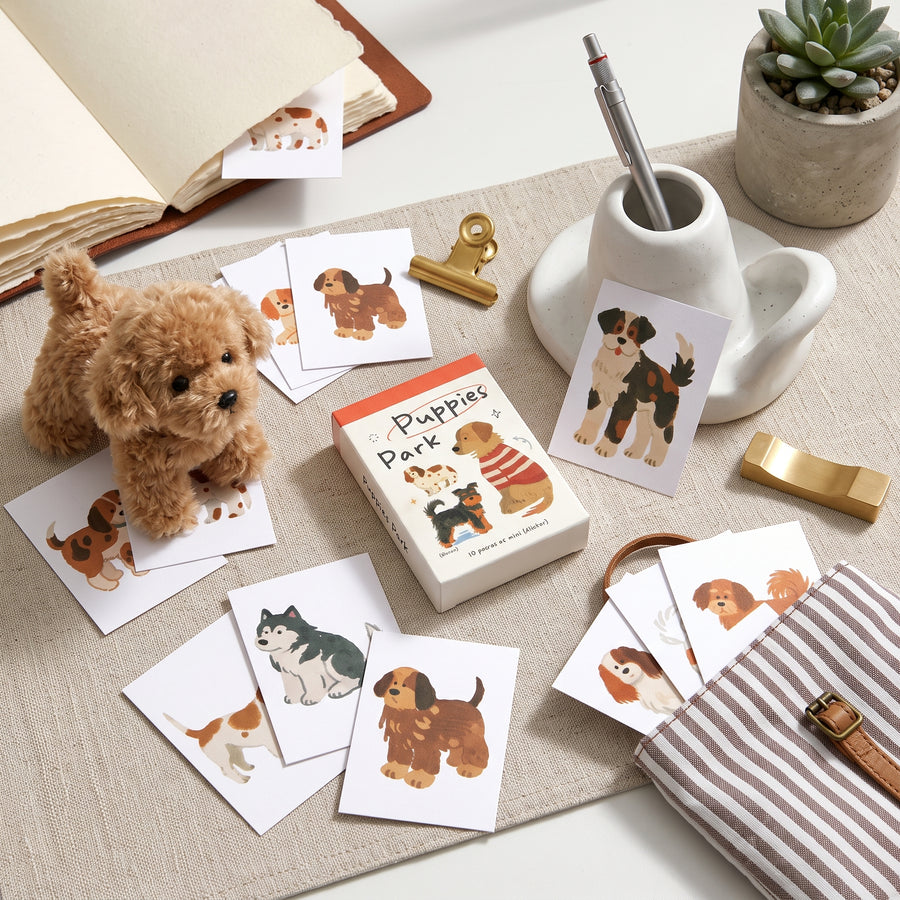 Puppy stationery flat lay
