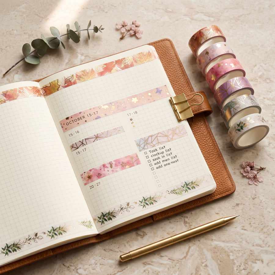 Floral washi tape scene