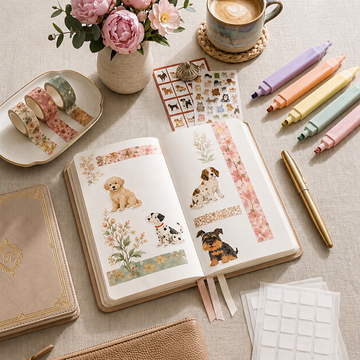 Creative journal desk mood